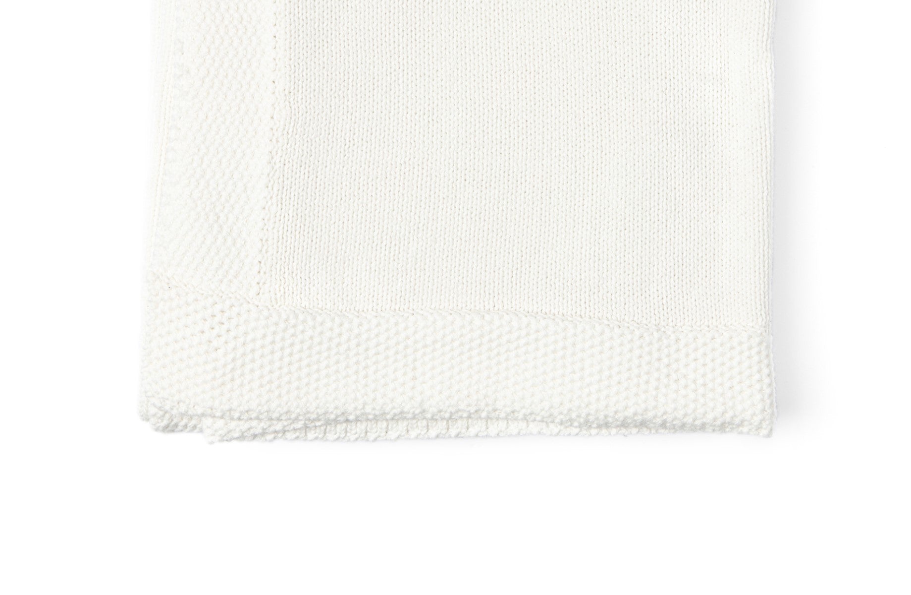 Knit Baby Blanket (with border) - 100% Cotton - 30 x 40 in, White Color