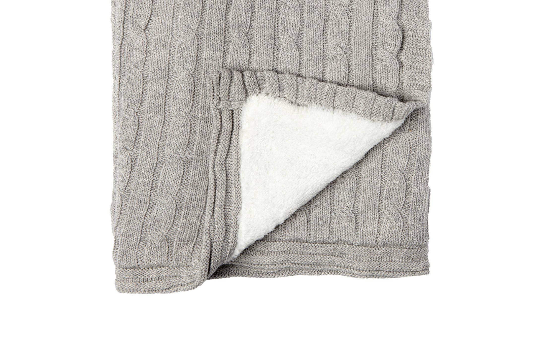 Cable Knit Sherpa Baby Blanket -- 30 x 36 in - Grey Color