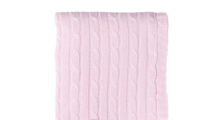 Cable Knit Sherpa Baby Blanket -- 30 x 36 in - Pink Color