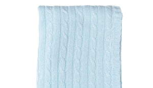 Cable Knit Sherpa Baby Blanket -- 30 x 36 in - Blue Color