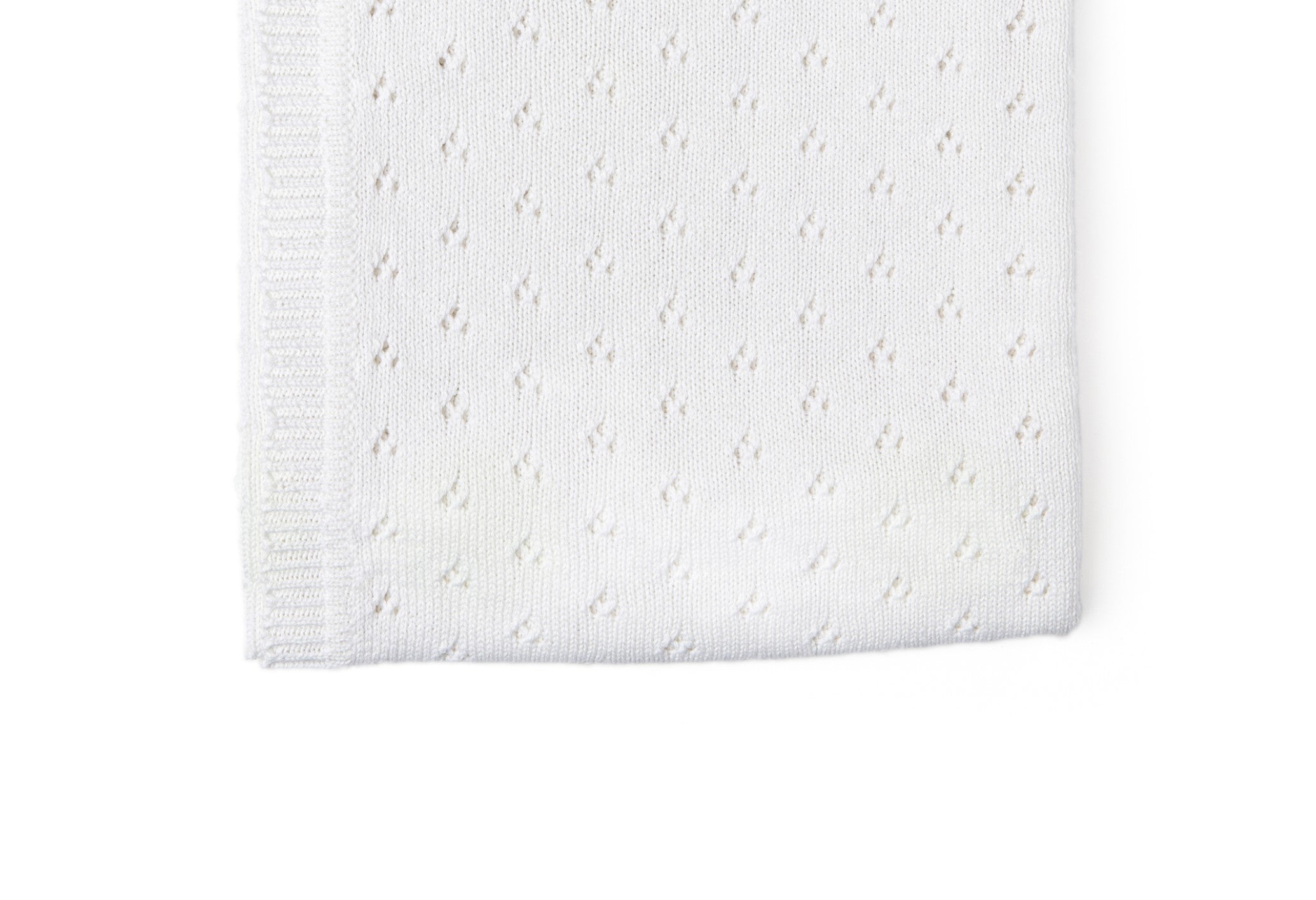 Pointelle Baby Blanket -- 30 x 40 in - White Color