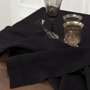 Hemstitched Table Linens (Black Color)