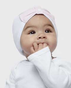 Baby Headband with Bow Tie, (White - Ballerina - White Dot)