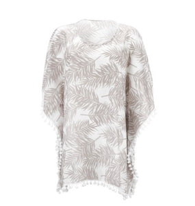 Women's Beach Pom-Pom Cover Up --- Coconut Palm Leaves