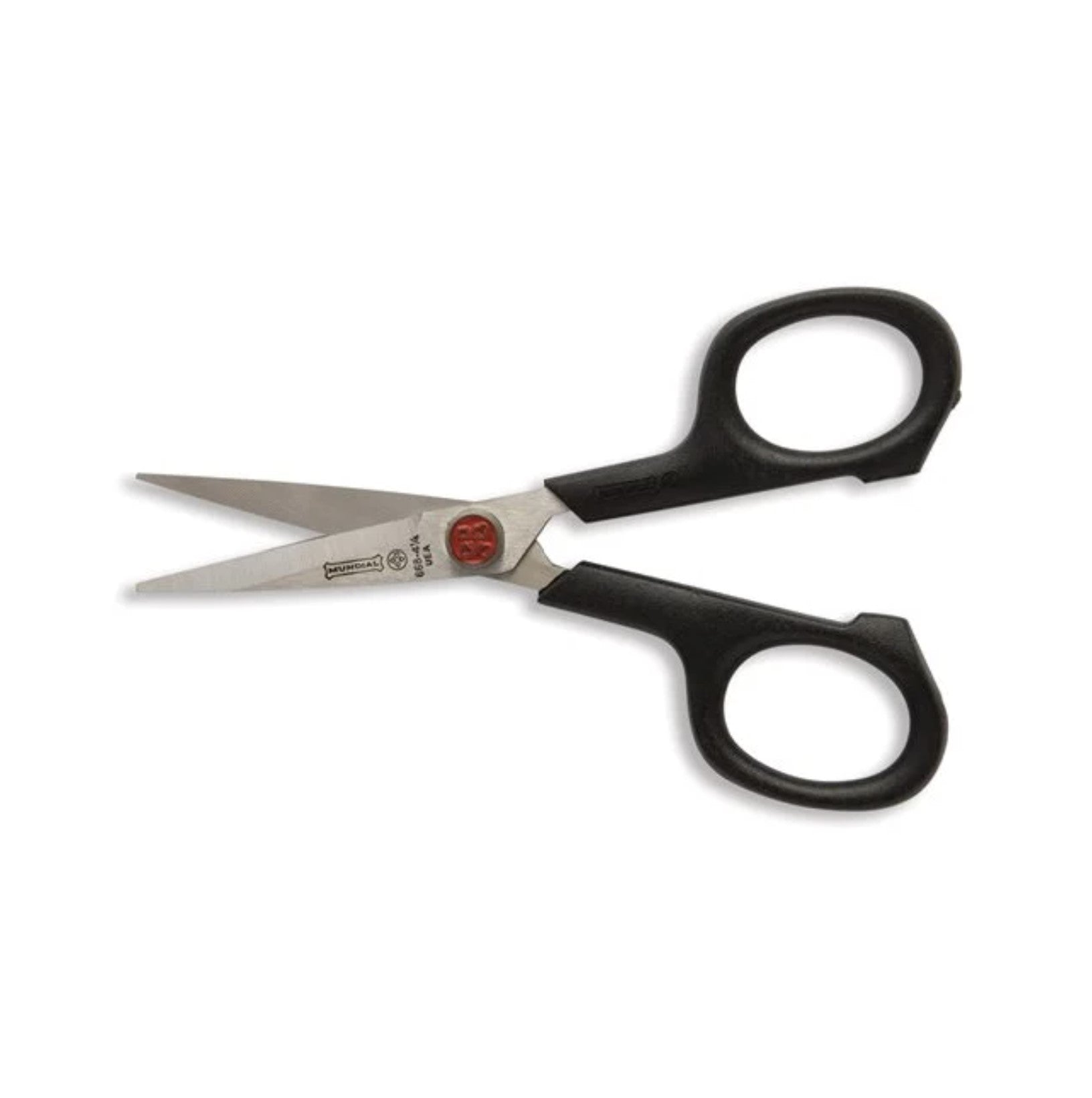 4 1/4" --- Light-weight - Red Dot Embroidery Scissors, Black Color by Mundial®