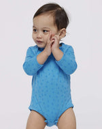 Load image into Gallery viewer, Baby Long Sleeve Jersey Bodysuit - 100% Cotton -- Blue Tradewind Spot
