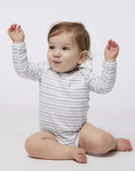 Load image into Gallery viewer, Baby Long Sleeve Jersey Bodysuit - 100% Cotton -- Shadow Stripe
