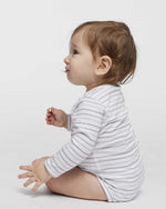 Load image into Gallery viewer, Baby Long Sleeve Jersey Bodysuit - 100% Cotton -- Shadow Stripe
