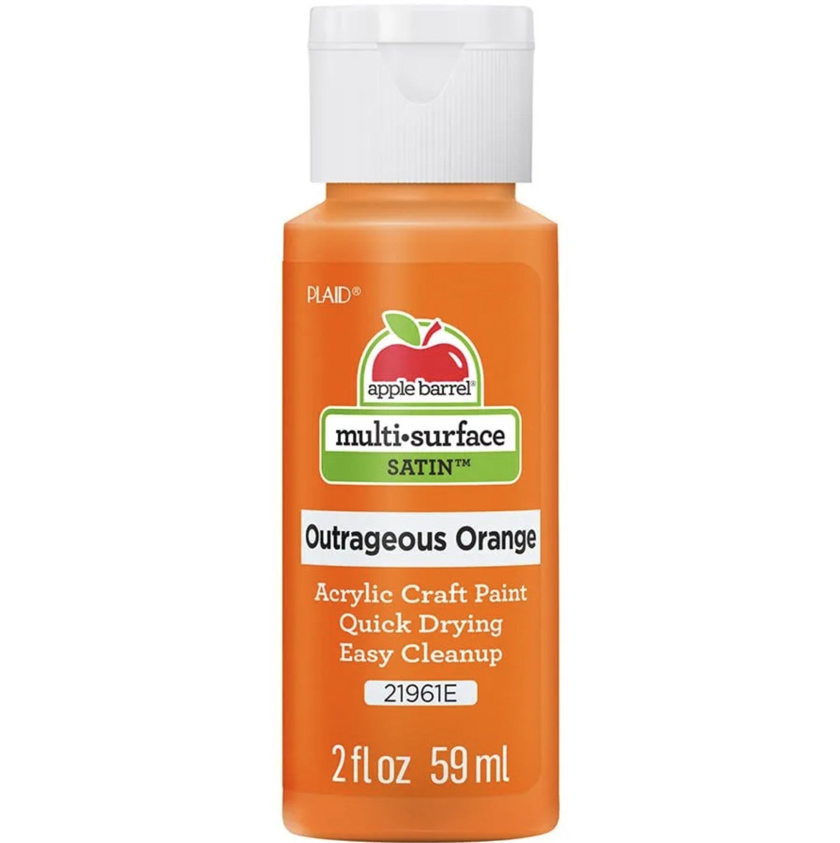 Apple Barrel® Multi-Surface - Satin - Acrylic Paint — Outrageous Orange Color — 2 oz