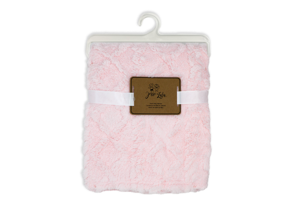 Sculpted Soft Plush Baby Blanket -- 30 x 36 in - Pink Color