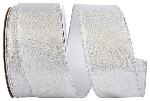 Outdoor Ribbon -- Silver Color -- Metallic Texture Shine Commercial Heavy Wire Edge -- Various Sizes