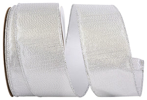 Outdoor Ribbon -- Silver Color -- Metallic Texture Shine Commercial Heavy Wire Edge -- Various Sizes