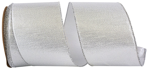 Outdoor Ribbon -- Silver Color -- Metallic Texture Shine Commercial Heavy Wire Edge -- Various Sizes