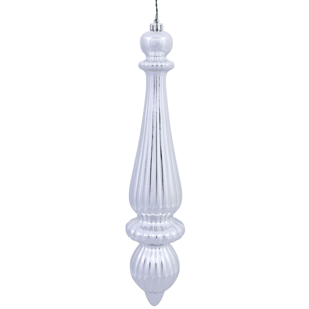 14" -- Silver Shiny -- Finial Drop Ornament (Pack of 2) by Vickerman®