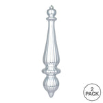 Load image into Gallery viewer, 14&quot; -- Silver Matte -- Finial Drop Ornament (Pack of 2) by Vickerman®
