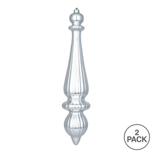 14" -- Silver Matte -- Finial Drop Ornament (Pack of 2) by Vickerman®