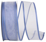 Load image into Gallery viewer, Charlize sheer satin wired edge ribbon spool in slate color. Available in multiple widths for gift wrapping, floral design, weddings, and craft projects.
