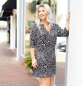 Black & White Spots, Summer Women's Dress XXL Black & White Spots, Summer Women's Dress XXL