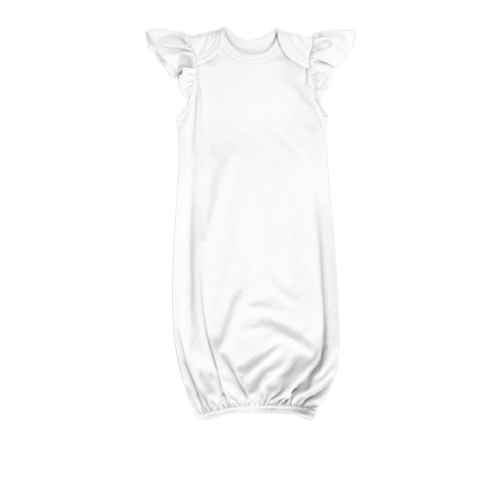 Sublimation Gown with Ruffle Sleeve, (65% Polyester - 35% Cotton), Whi ...
