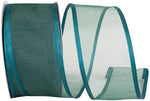 Load image into Gallery viewer, Charlize sheer satin wired edge ribbon spool in teal color. Available in multiple widths for gift wrapping, floral design, weddings, and craft projects.

