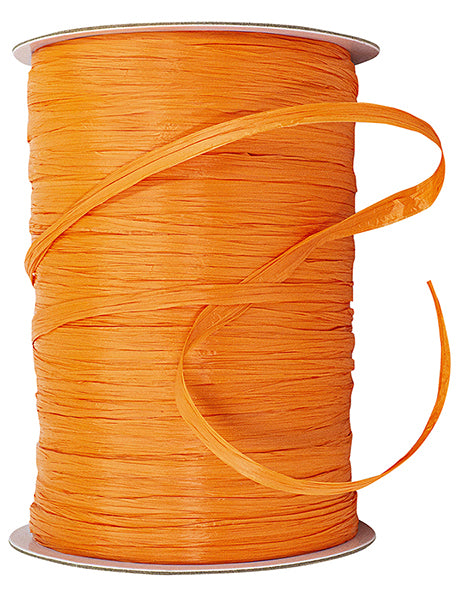 Premium - Matte Finish Raffia Ribbon --- 1/4in x 100 yards --- Tropical Orange Color