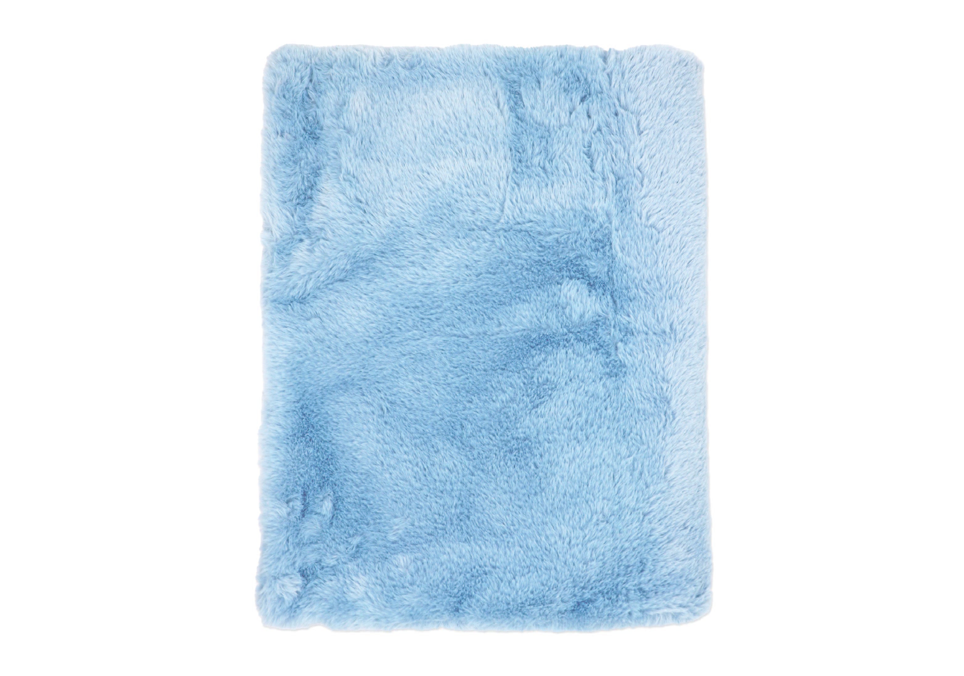 Two-Layer Luxury Faux Fur Plush Baby Blanket --- 30 x 36 in --- Blue Color