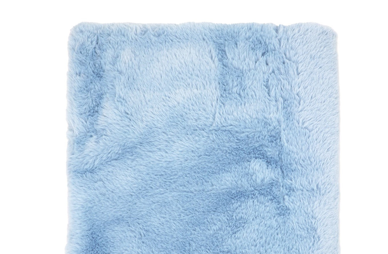 Two-Layer Luxury Faux Fur Plush Baby Blanket --- 30 x 36 in --- Blue Color