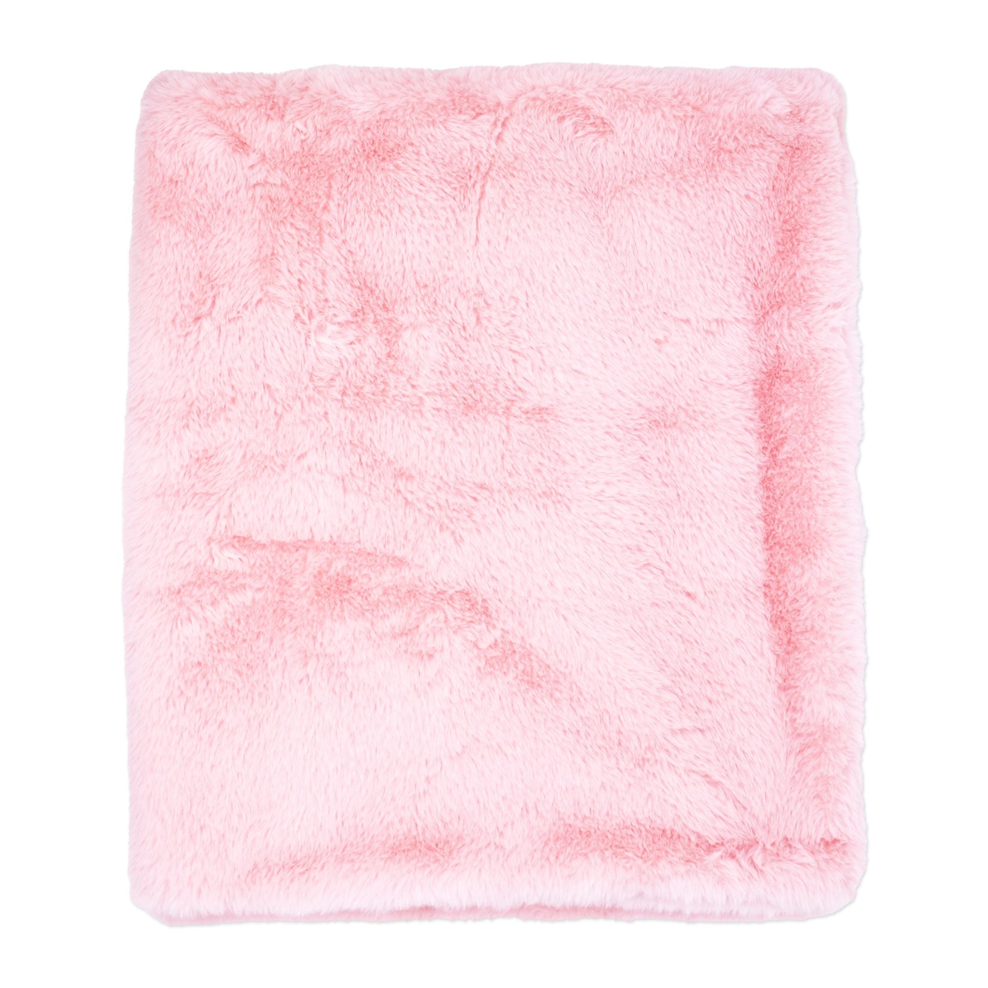 Two-Layer Luxury Faux Fur Plush Baby Blanket --- 30 x 36 in --- Pink Color