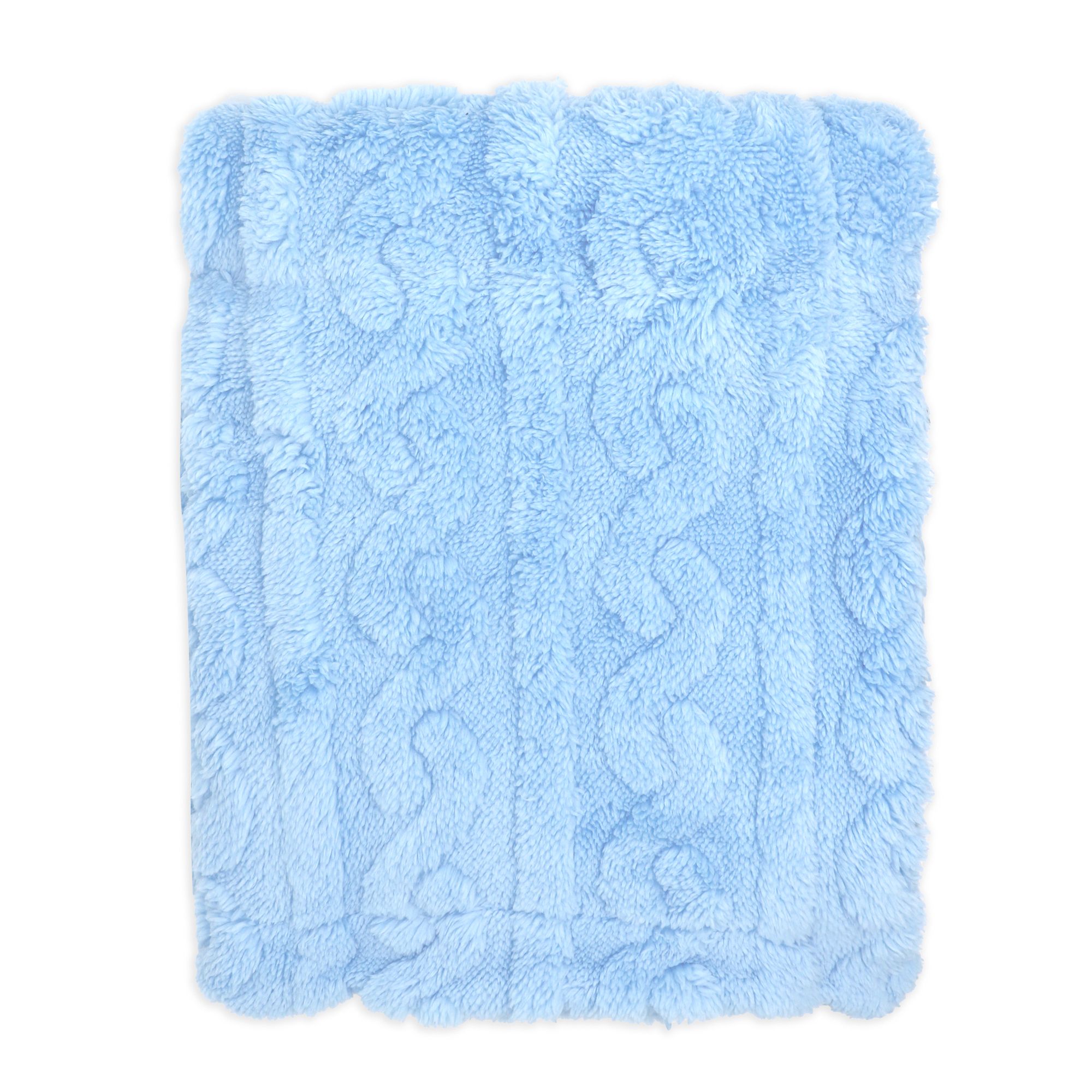 Two-Layer Sculpted Sherpa Baby Blanket --- 30 x 40 in --- Blue Color