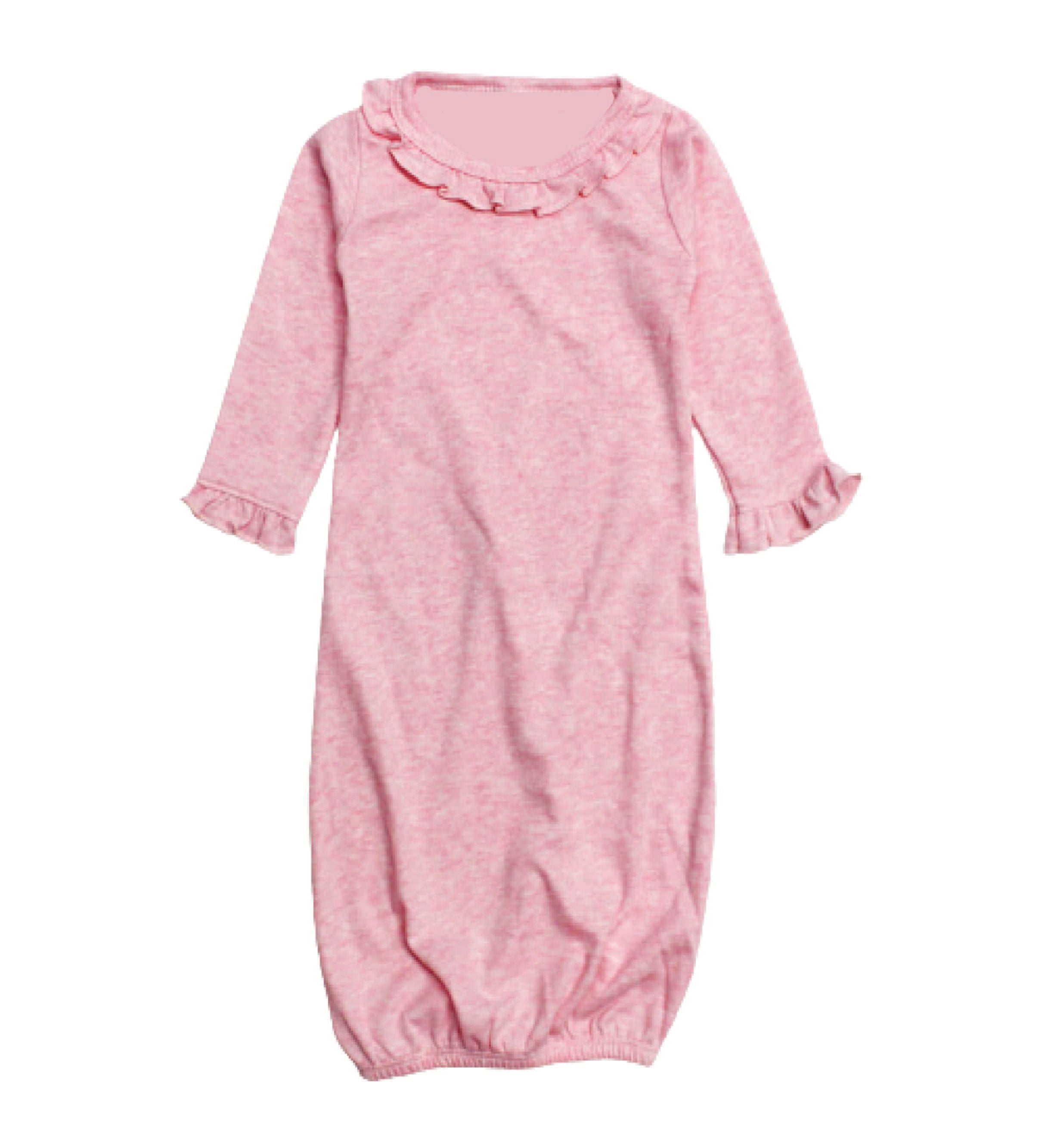 Sublimation Gown with Ruffle Trim, (65% Polyester - 35% Cotton), Candy Pink