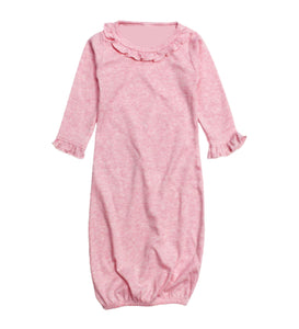 Sublimation Gown with Ruffle Trim, (65% Polyester - 35% Cotton), Candy Pink