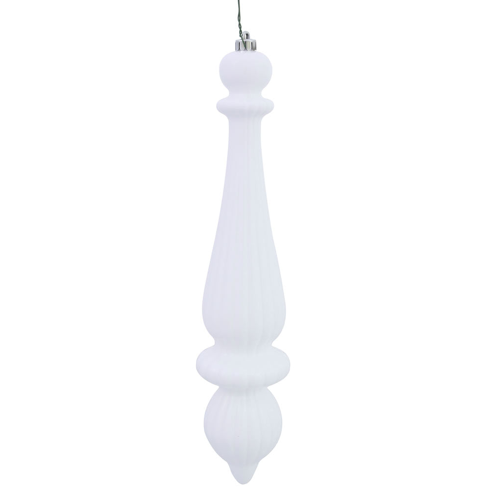 14" -- White Shiny -- Finial Drop Ornament (Pack of 2) by Vickerman®