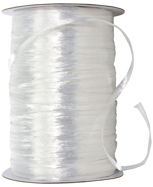 Premium - Pearl Finish Raffia Ribbon --- 1/4in x 100 yards --- White Color
