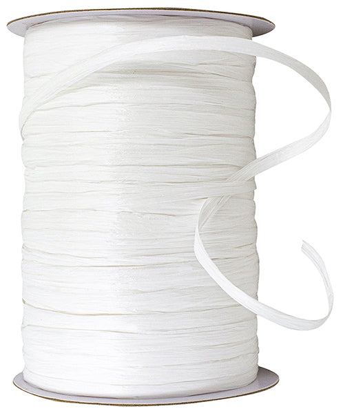 Premium - Matte Finish Raffia Ribbon --- 1/4in x 100 yards --- White C ...