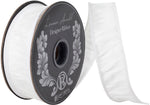 Load image into Gallery viewer, Full roll of Florist Basics Dupioni Supreme Wired Edge Ribbon in White, 1½ inch wide by 20 yards, ideal for wreath making, floral designs, holiday decorating, and elegant gift wrapping.
