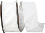 Load image into Gallery viewer, Full roll of Florist Basics White Dupioni Supreme Wired Edge Ribbon measuring 2½ inches by 20 yards, ideal for Christmas trees, garlands, floral arrangements, and decorative bows.
