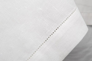 Classic Hemstitch Tablecloths --- 100% Linen, White Color --- Various Sizes