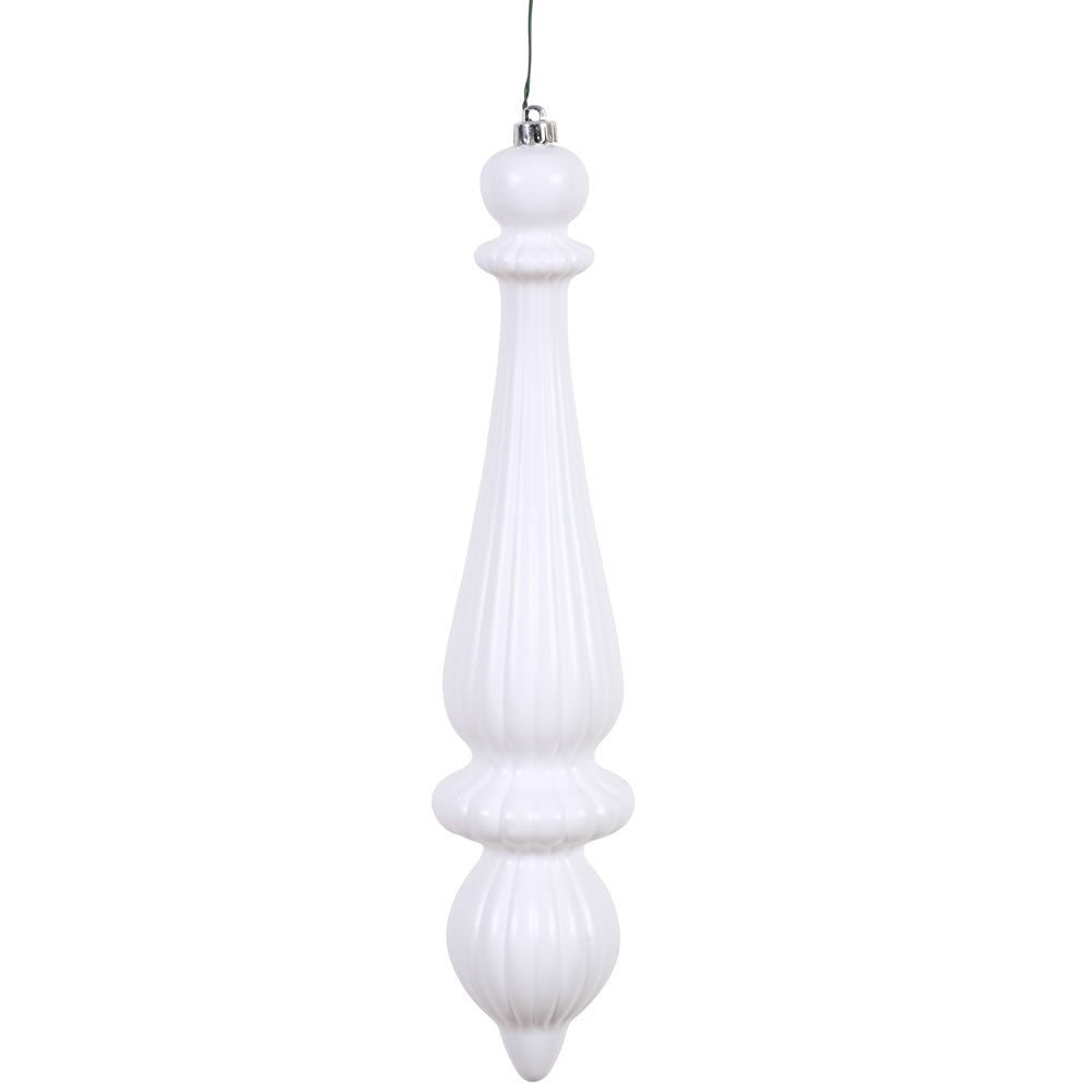 14" -- White Matte -- Finial Drop Ornament (Pack of 2) by Vickerman®