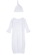 Load image into Gallery viewer, Baby Embroidery Sleep Gown (with Ruffle Sleeves) Set, White Color
