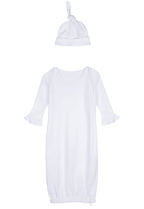Baby Embroidery Sleep Gown (with Ruffle Sleeves) Set, White Color