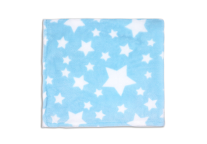 Stars Flannel Fleece Baby Blanket, 30 x 36 in, White & Blue Color