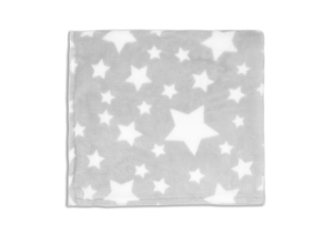 Stars Flannel Fleece Baby Blanket, 30 x 36 in, White & Grey Color