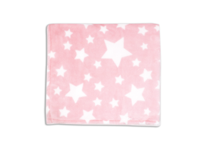 Stars Flannel Fleece Baby Blanket, 30 x 36 in, White & Pink Color