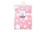 Load image into Gallery viewer, Stars Flannel Fleece Baby Blanket, 30 x 36 in, White &amp; Pink Color
