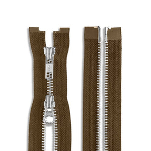 Two Way -- YKK® #5 --- Aluminum Jacket Zipper -- Various Sizes