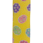 Load image into Gallery viewer, Easter Ribbons -- 2.5 in x 10 yards --- Eggs-cellent Easter Linen Wire Edge Ribbon -- Yellow Color
