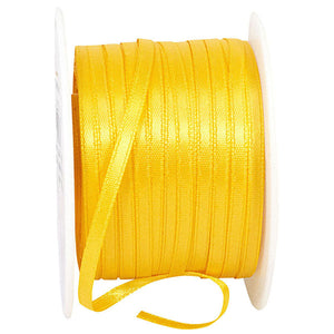 Double Face Satin Ribbon -- Yellow  Color --- Various Sizes