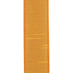 Load image into Gallery viewer, Close-up of the Yellow Gold Dupioni Supreme ribbon showcasing the slubbed faux silk weave and matching stitched wired edge for professional bow making.
