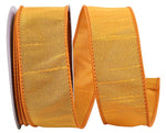Load image into Gallery viewer, Florist Basics Dupioni Supreme Wired Edge Ribbon in vibrant Yellow Gold, 1½ inch wide by 10 yards, displaying its luxurious faux dupioni texture and flexible wired edges for decorative bows and wreaths.
