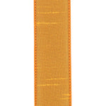Load image into Gallery viewer, Close-up of the Yellow Gold Dupioni Supreme ribbon showcasing the slubbed faux silk weave and matching stitched wired edge for professional bow making.
